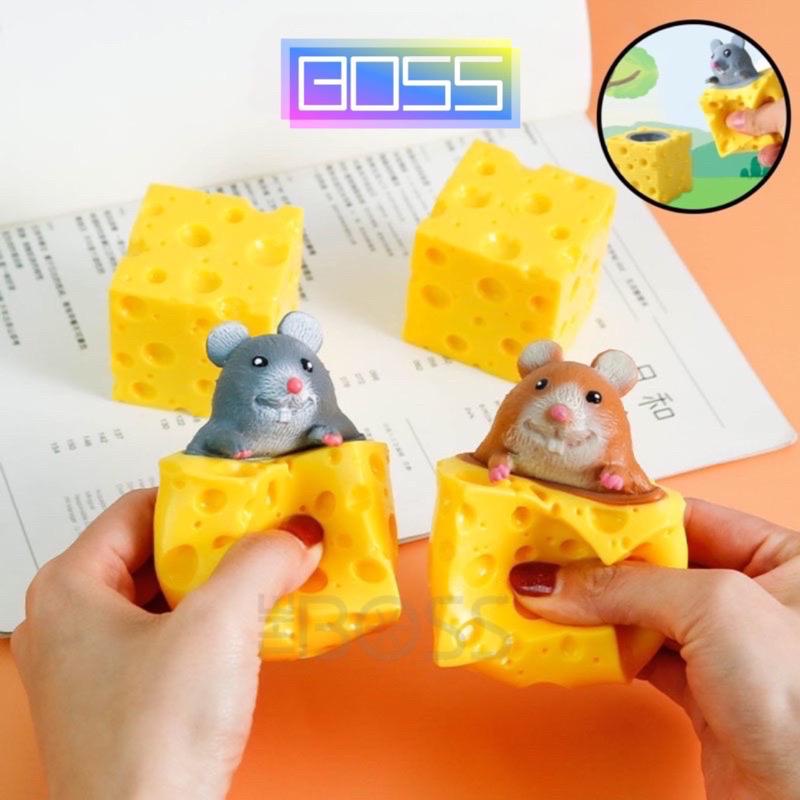 Mainan Squishy Tikus Keju Karet Silikon / Mainan Pencet Pop It Penghilang Stress