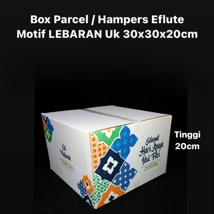 

box eflute parcel packaging idul fitri kardus kemasan hampers eid mubarak dus lebaran ukuran 30x30x20cm