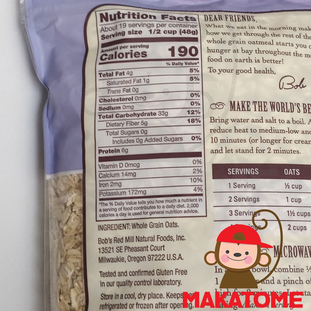 

✨NEW✨ -Bobs Red Mill GLUTEN FREE Old Fashioned Rolled Oats 32 OZ 907 gr oat bob s 32oz- 1.1.23