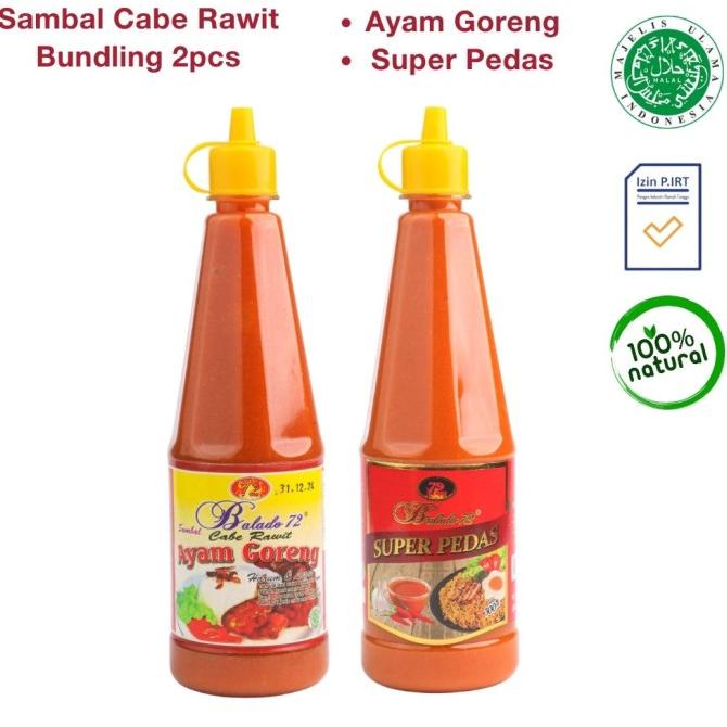

Sambal Cabe Rawit Ayam Goreng 300 ml + Super Pedas 300 ml Balado 72