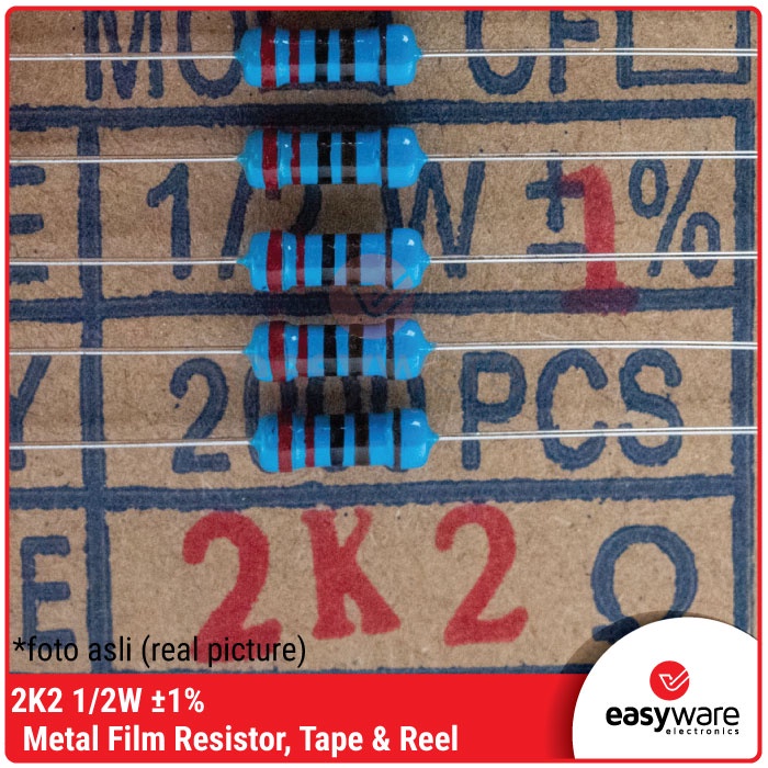 Resistor 2.2K Ohm 1/2W 1% Metal Film Resistor 2K2 0.5 Watt 0.5W