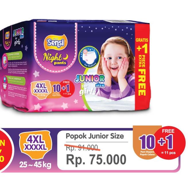 ✩ SENSI NIGHT PANTS GIRLS 4XL10 - Popok Junior ✾