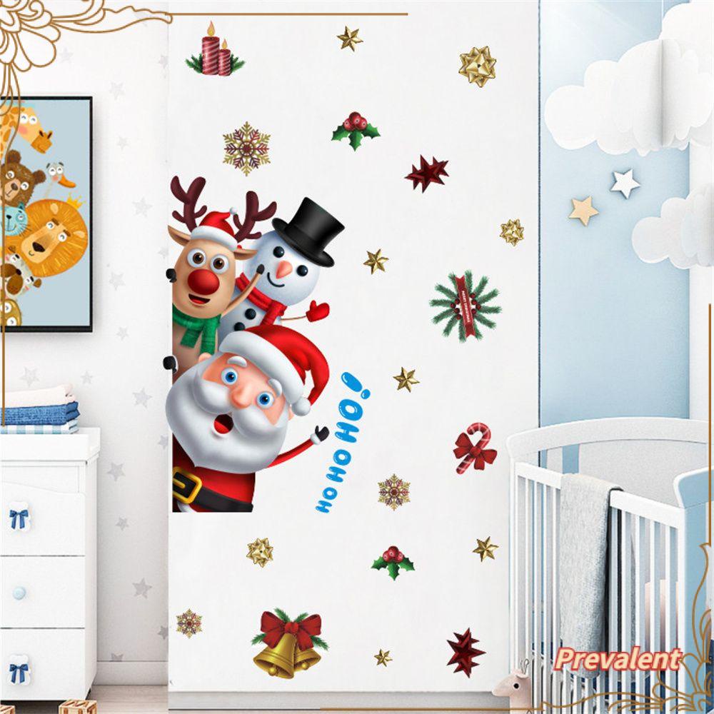 Preva Stiker Pintu Natal Lucu Snowman Self-adhesive Tahan Air DIY Dekorasi Stiker Kulkas