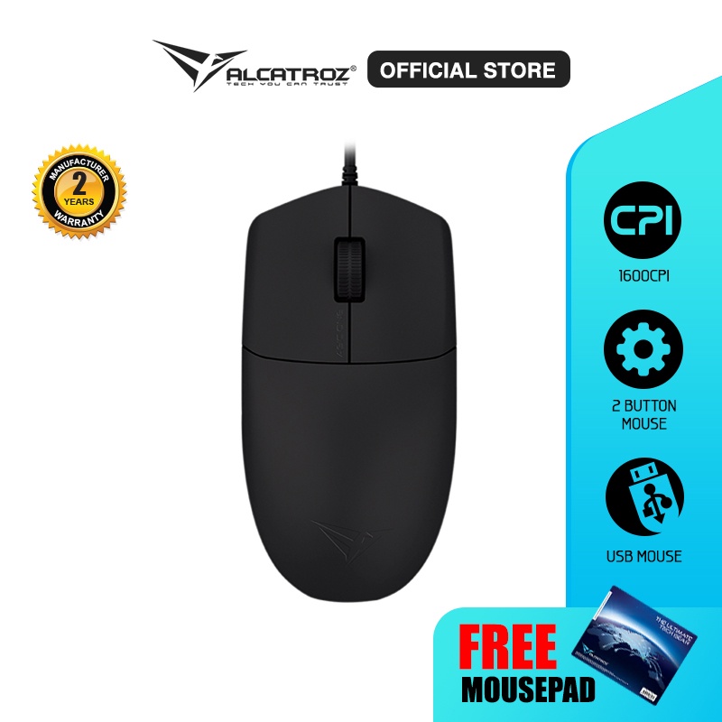 Mouse Kabel Alcatroz Asic ONE Wired USB Mouse 1600 CPI | Ergonomic Design with High Resolution Optic