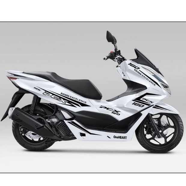(PREMIUM) Stiker Pcx 160 Cutting Stiker Honda Pcx 160 body Putih Sporty Hitam