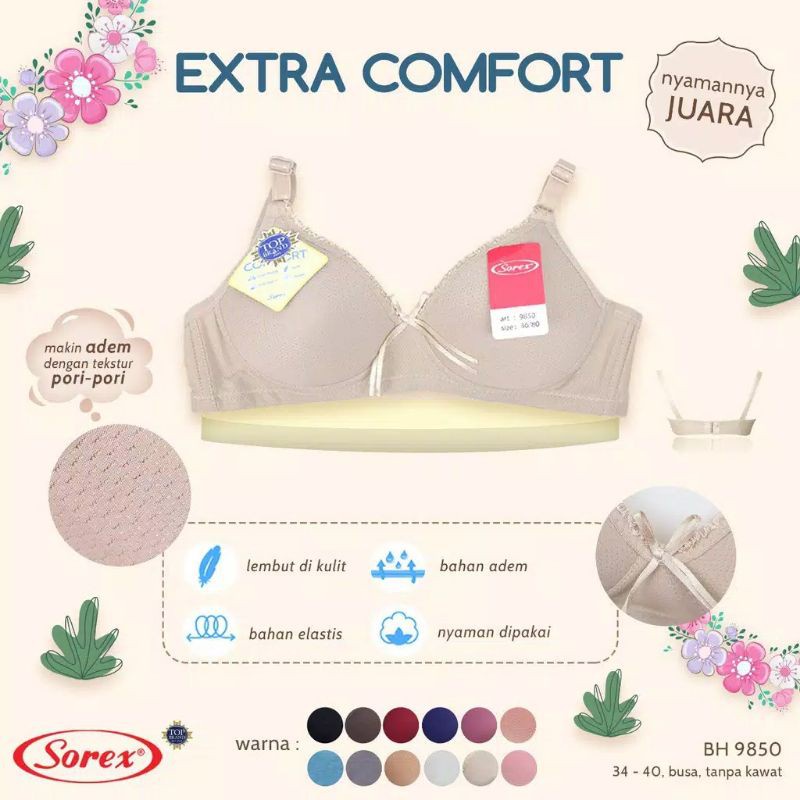 Sorex 9850 Bra Extra Comfort Busa Tanpa Kawat Kait 2 Setara Cup B TOKO KEANULOVA