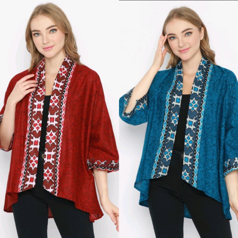 tey-17 Batik wanita ASJ SA HRB026 Kenongo Kemeja Tosca Pendek