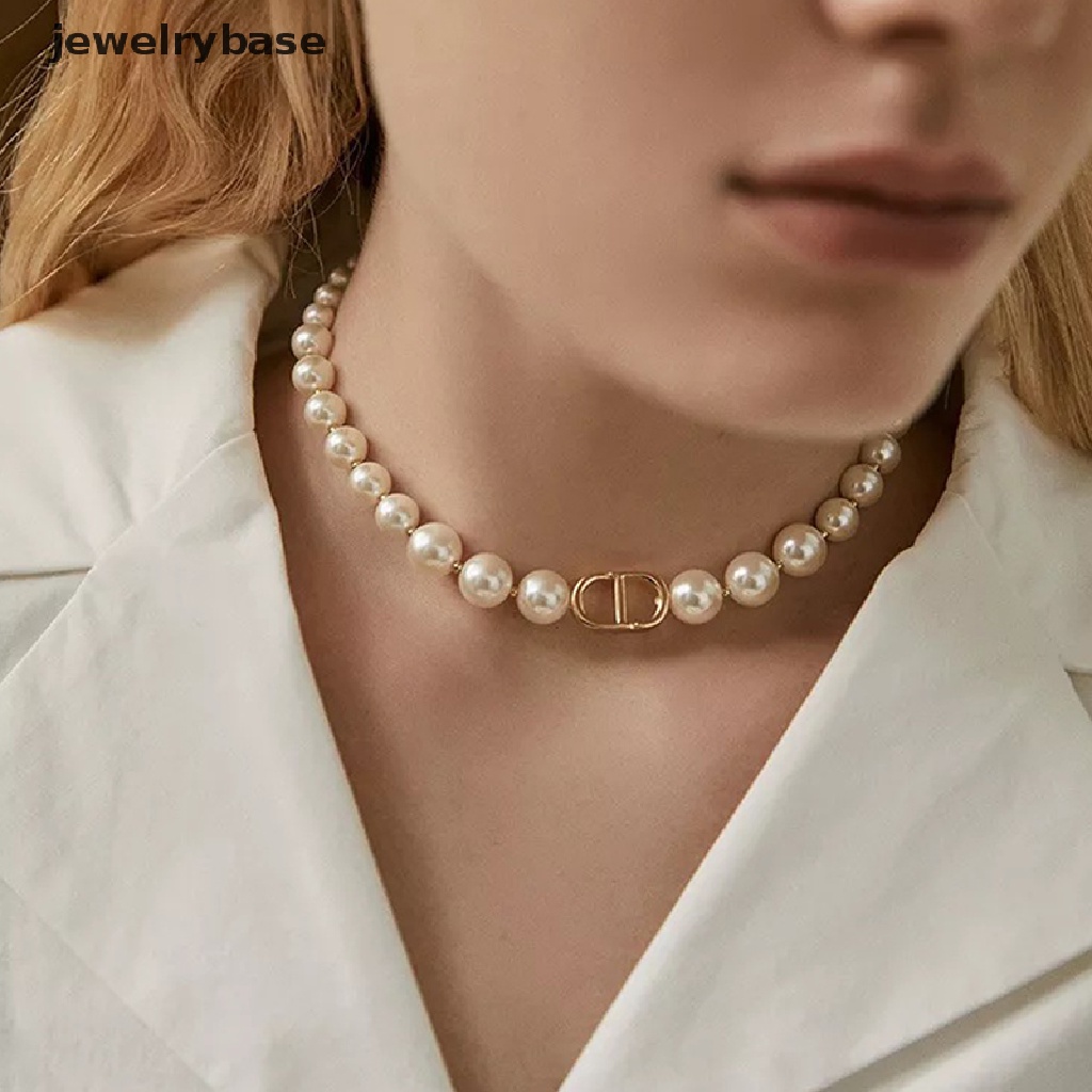 [jewelrybase] Fashion Bohemian Huruf CD Mutiara Choker Kalung Punk Kalung Untuk Wanita Perhiasan Tubuh Perhiasan Butik