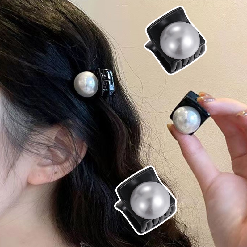 1PC French Pearl Mini Simple Temperament Claw Hair Clip Vintage Double-sided Tool Girls Small Fashion Hairpin