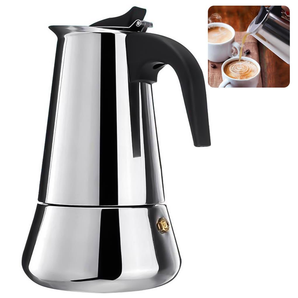 Teko Kopi Stainless Steel Mocha Percolator Rumah Tangga Dapat Dicuci Reusable Insulated 9-cups Home Cafetière Dengan Pegangan Ergonomis