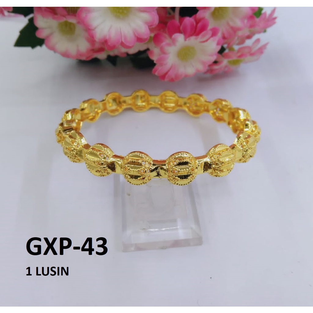 GELANG XP EMAS GOLD BULAT STRIP TEKSTUR TERMURAH / DUNIA GELANG TERBARU