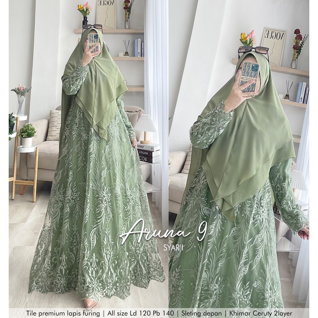 Khadijah Humaira Gamis Syari Jumbo Brokat Tille Aruna9 TERLARIS