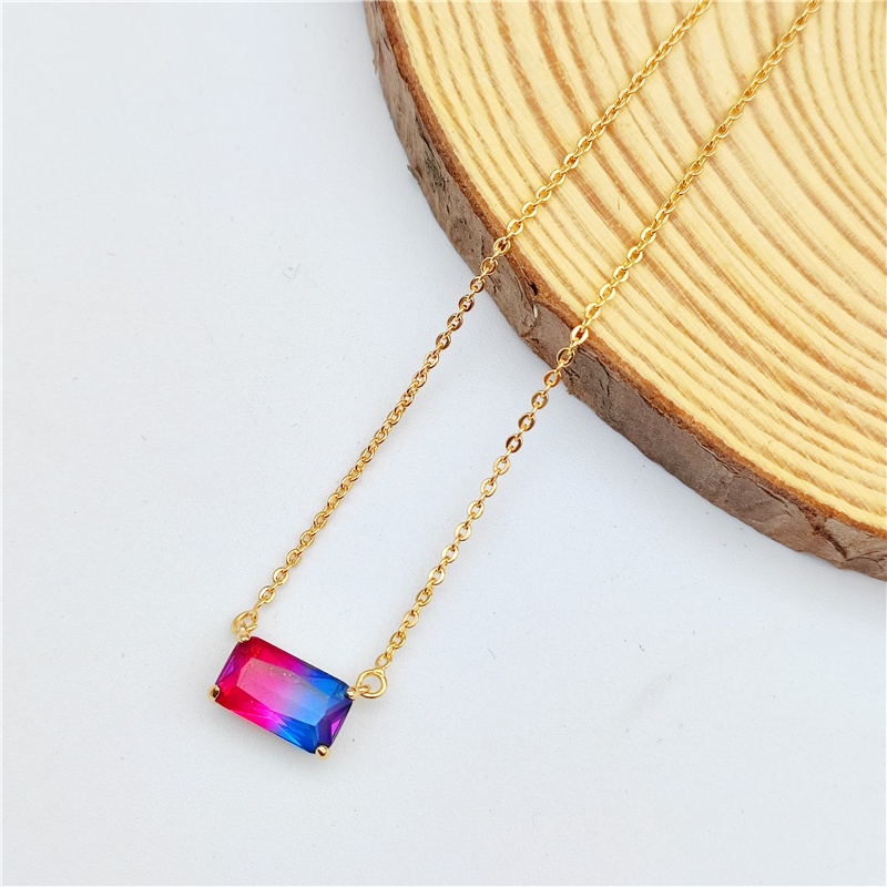 Ladies Necklace Color Zircon Perhiasan Kalung Berwarna Berlian Liontin Hadiah Ulang Tahun Aksesoris Fashion