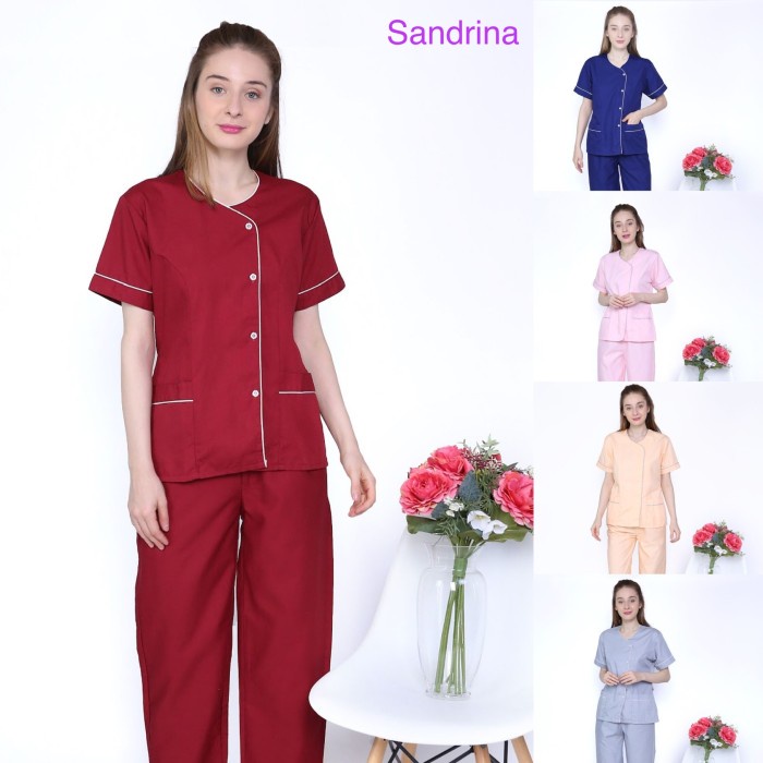 Baju Suster Baju seragam suster/ seragam baby sitter/ seragam nanny (piyama) - Biru, S(Z2R2) baju se