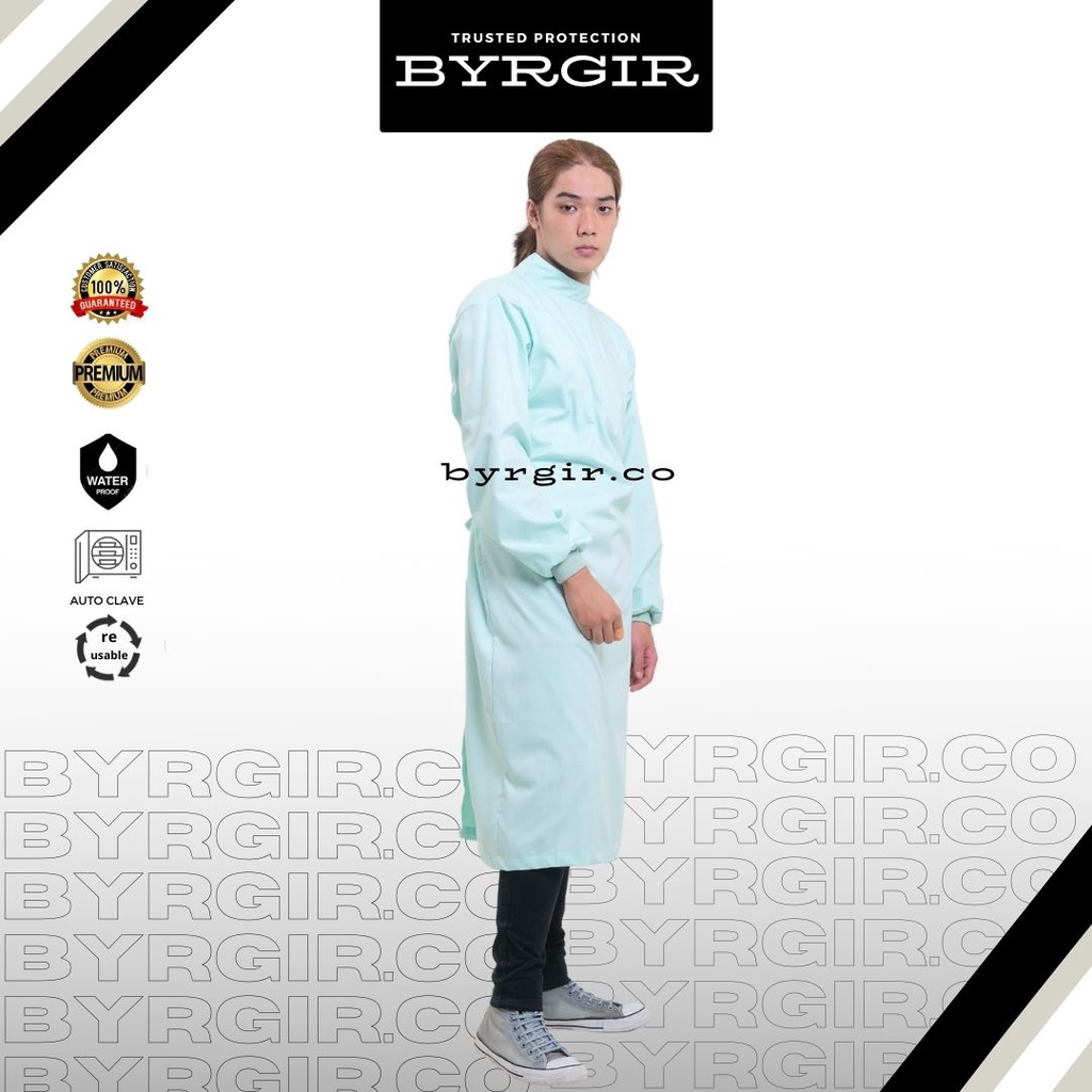 BYRGIR  Surgical Gown Baju Gaun Operasi Katun Oxford Waterproof APD RS Dokter Perawat