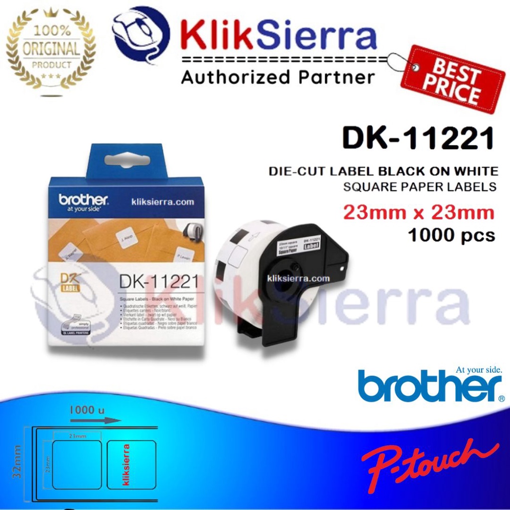 

BROTHER DK-11221 Die Cut Square Label Barcode 23mm x 23mm DK11221