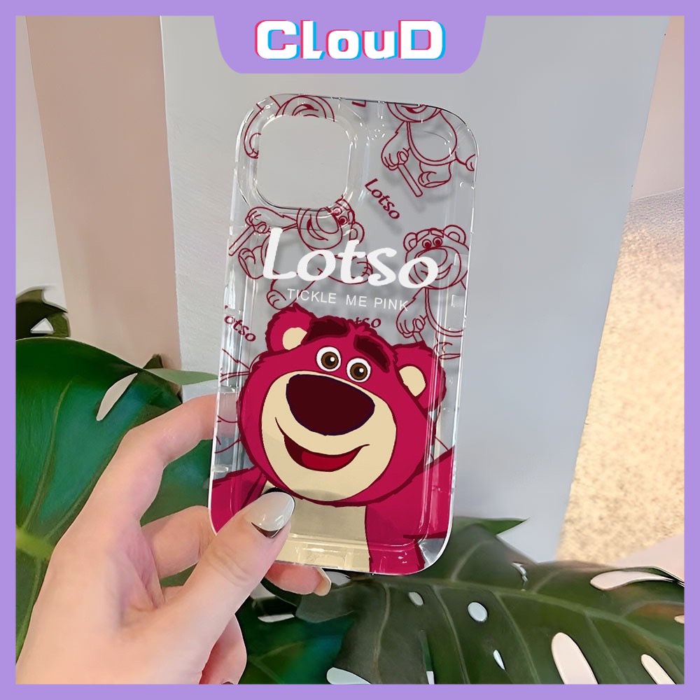 IPHONE Bening Lembut Tpu Airbag Ponsel Case Kompatibel Untuk Iphone11Xr7 8 6s 6 Plus 14 11 13 12 Pro Max XS Max X SE 2020 Kartun Lucu Strawberry Bear Shockproof Back Cover