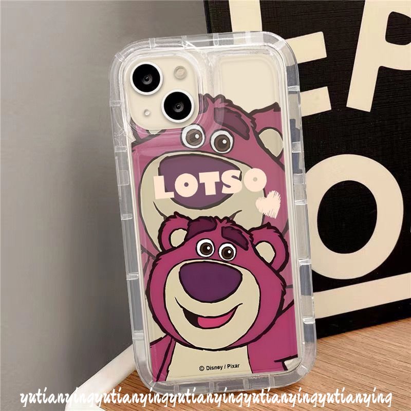 Cute Strawberry Bear Manyo OPPO A95 A77 A15 A3s A12E A7 A5s A35 A55 A17 A16 A74 A9 A53 A33 A32 A54 A16s A57 A77s A1K A12 A15s A17K A16K A52 A72 A92 A5 A11 Bening Soft Airbag Case