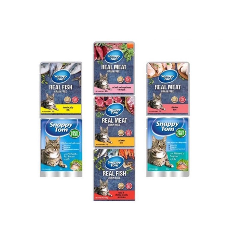 snappy tom pouch 85g pakan kucing wet food