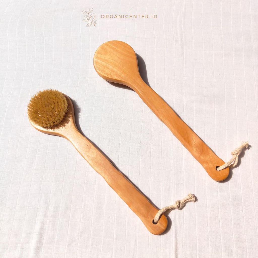 Sikat Punggung Bambu Bamboo Back Brush Round Head Natural Bristle Eco Friendly Alami Ramah Lingkungan Eksfoliasi Gosok Kuas Mandi Badan Spons Shower Puff