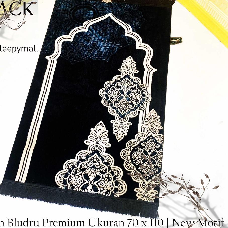 ♗ Sajadah Turki Hitam Premium,Sajadah Premium Tebal Motif Bunga ✾