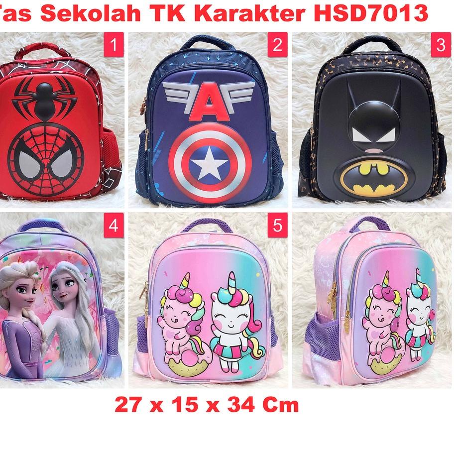 ✵ Tas Ransel Sekolah Anak TK Karakter Spiderman Frozen Unicorn HSD7013 toko-asemka ☞