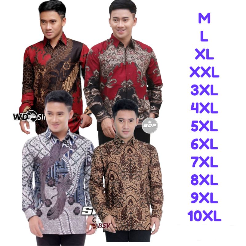 KEMEJA BATIK PRIA LENGAN PANJANG BIG SIZE JUMBO M.L.XL.XXL.3XL.4XL.5XL.6XL.7XL.8XL.9XL.10XL