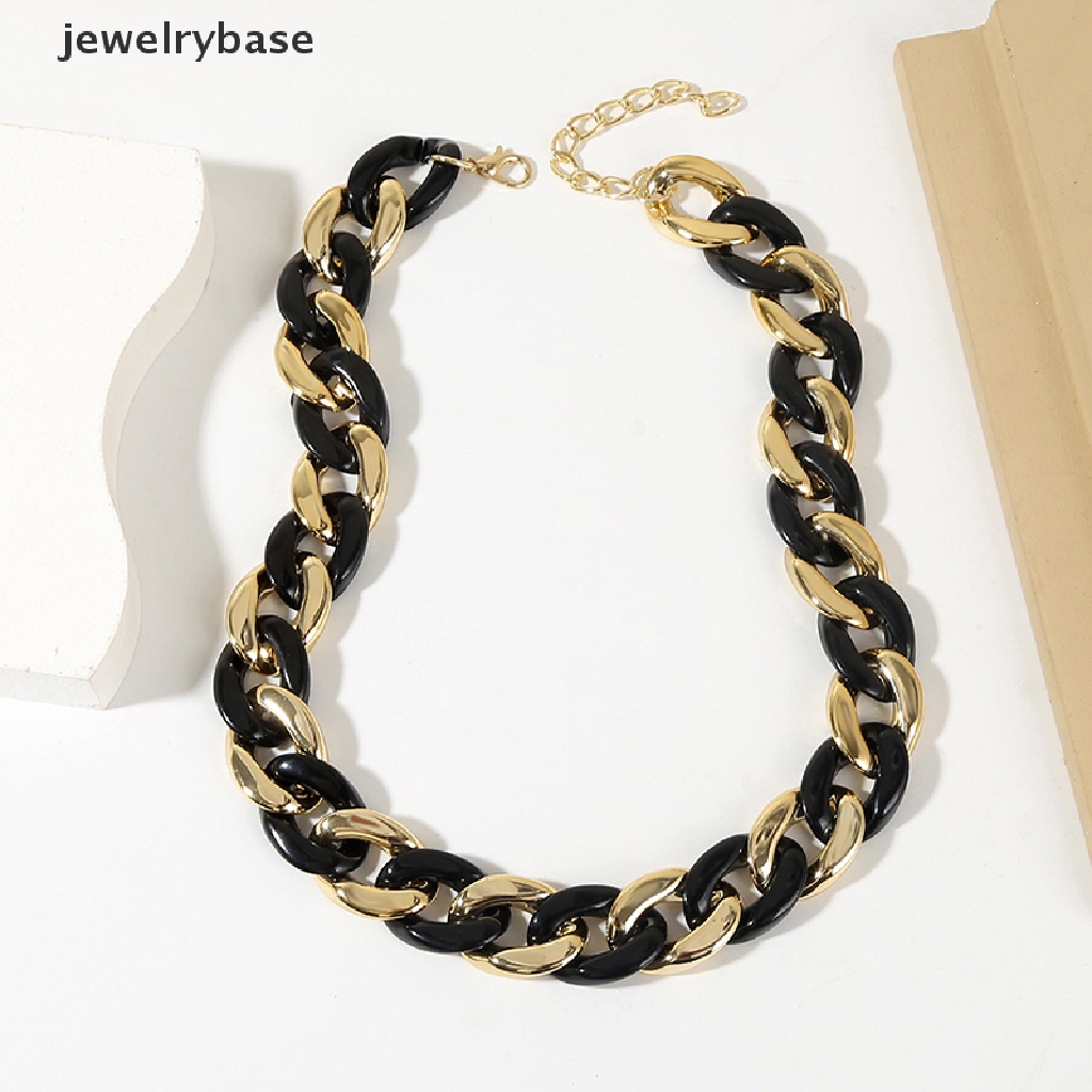 [jewelrybase] Akrilik Besar Chunky Tebal Choker Kalung Resin Kalung Perhiasan Retro Gaya Hip Hop Warna Tidak Luntur Resin Akrilik Kalung Ins Gaya Y2K Kalung Butik