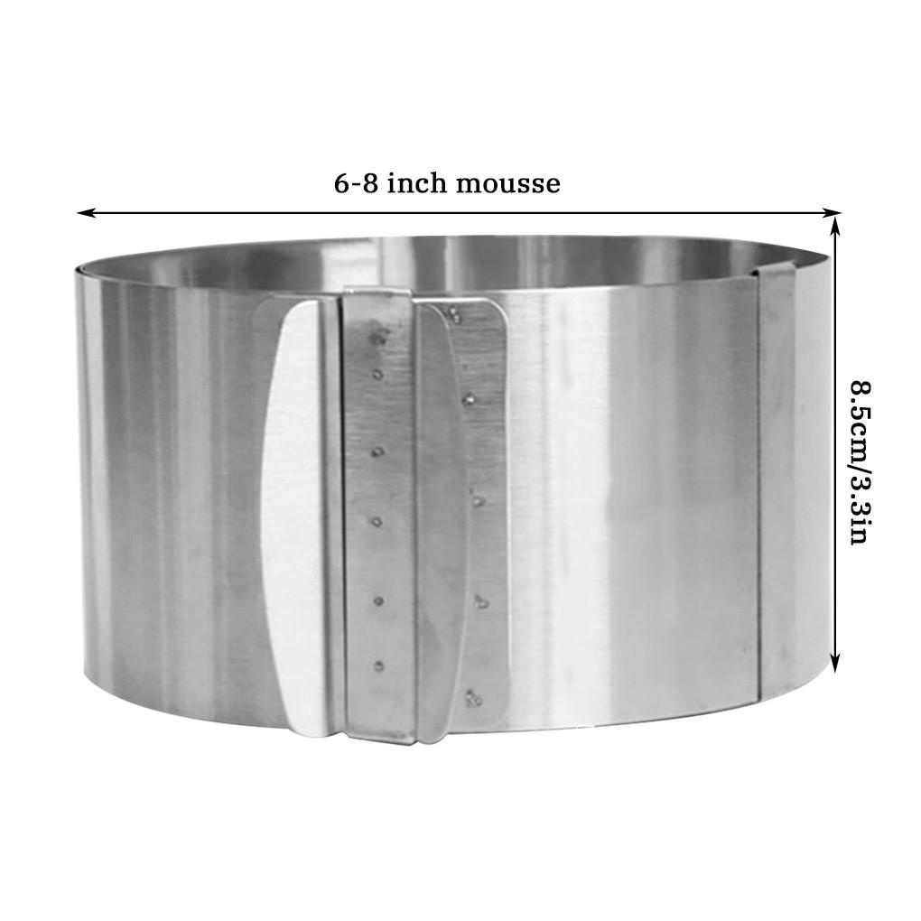 Cetakan Kue Stainless Adjustable Round Non-layered Mousse Mould Dessert Bakeware Dengan Skala 6-12 Inci