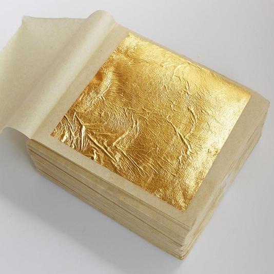 

✩ Edible Gold leaf bisa dimakan 24k sise 4.3cm (70.000 isi 10 sheets) ✯