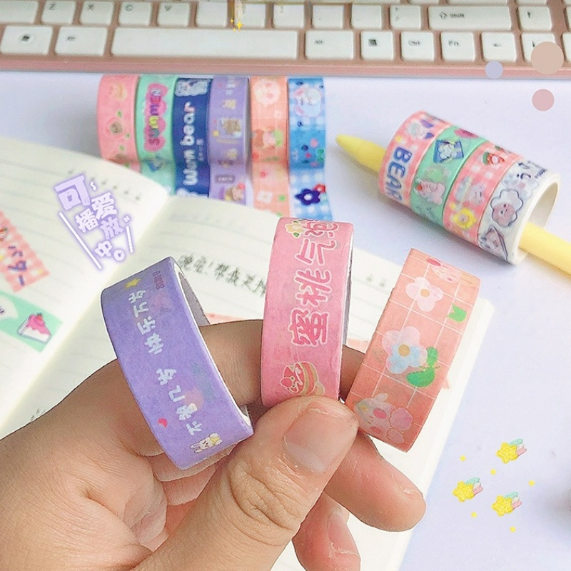 Kartun Beruang Kelinci Masking Tape/Scrapbooking Diary Jurnal Stiker Perekat Dekoratif/Hadiah Alat Tulis Sekolah DIY