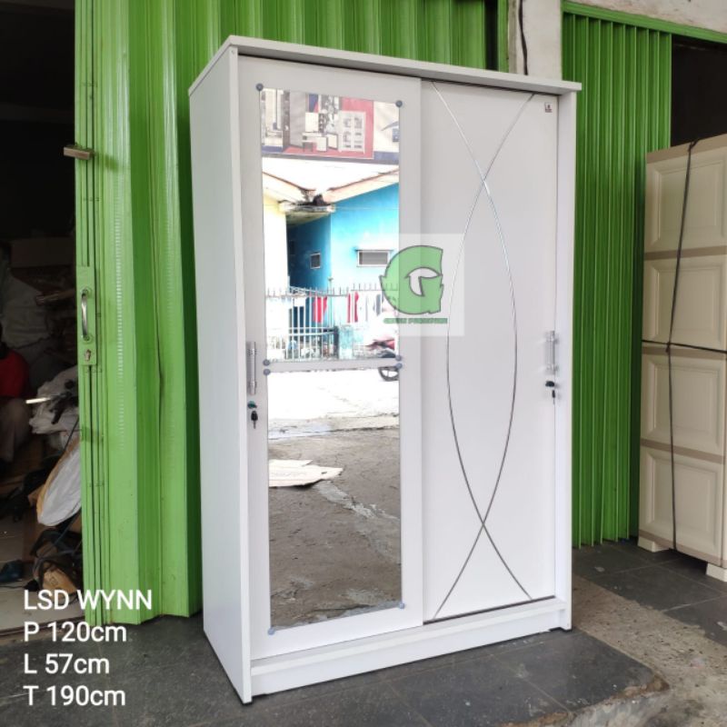 Lemari Pakaian Sliding Lemari Baju Olympic LSD WYNN Lemaru Sliding geser putih