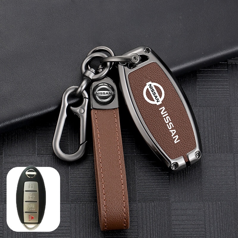 [Tersedia] Penutup Casing Kunci Mobil Bahan Kulit Zinc Alloy Untuk Nissan Almera Livina Sylphy Teana 4tombol Smart Remote key Fob