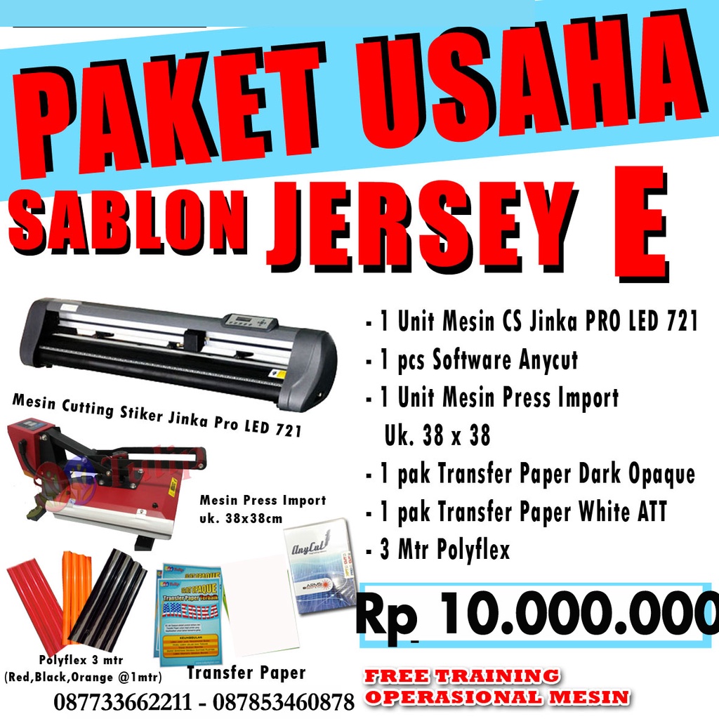 PAKET DIGITAL SABLON KAOS JERSEY MANUAL COUNTUR / MESIN JINKA XL PRO LED 721 / MESIN HOT PRESS 38X38