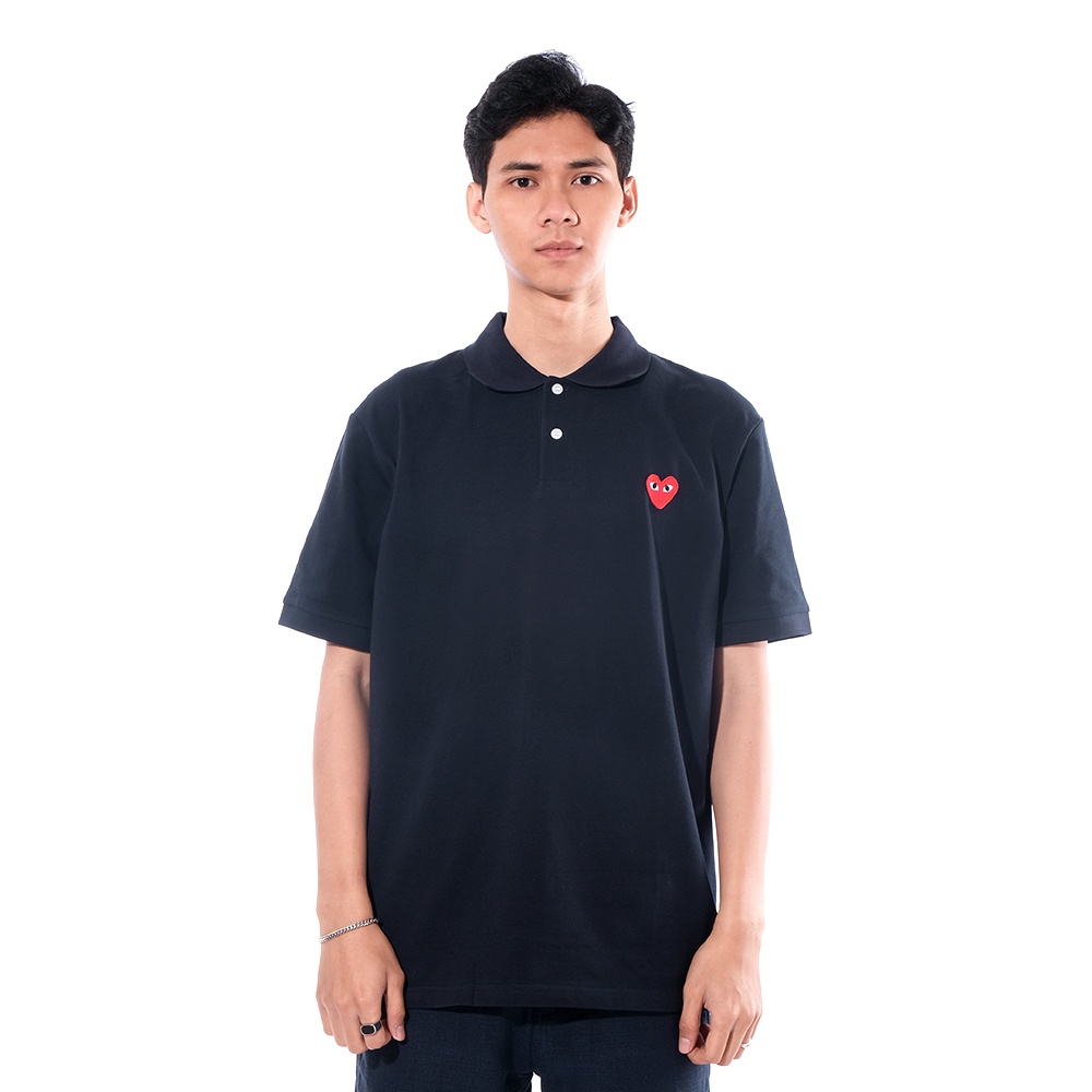 CDG Play Red Heart Polo Shirt Maroon