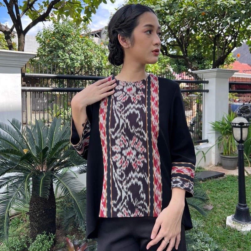 Blouse Tenun Kombinasi - Atasan Batik Wanita Tenun