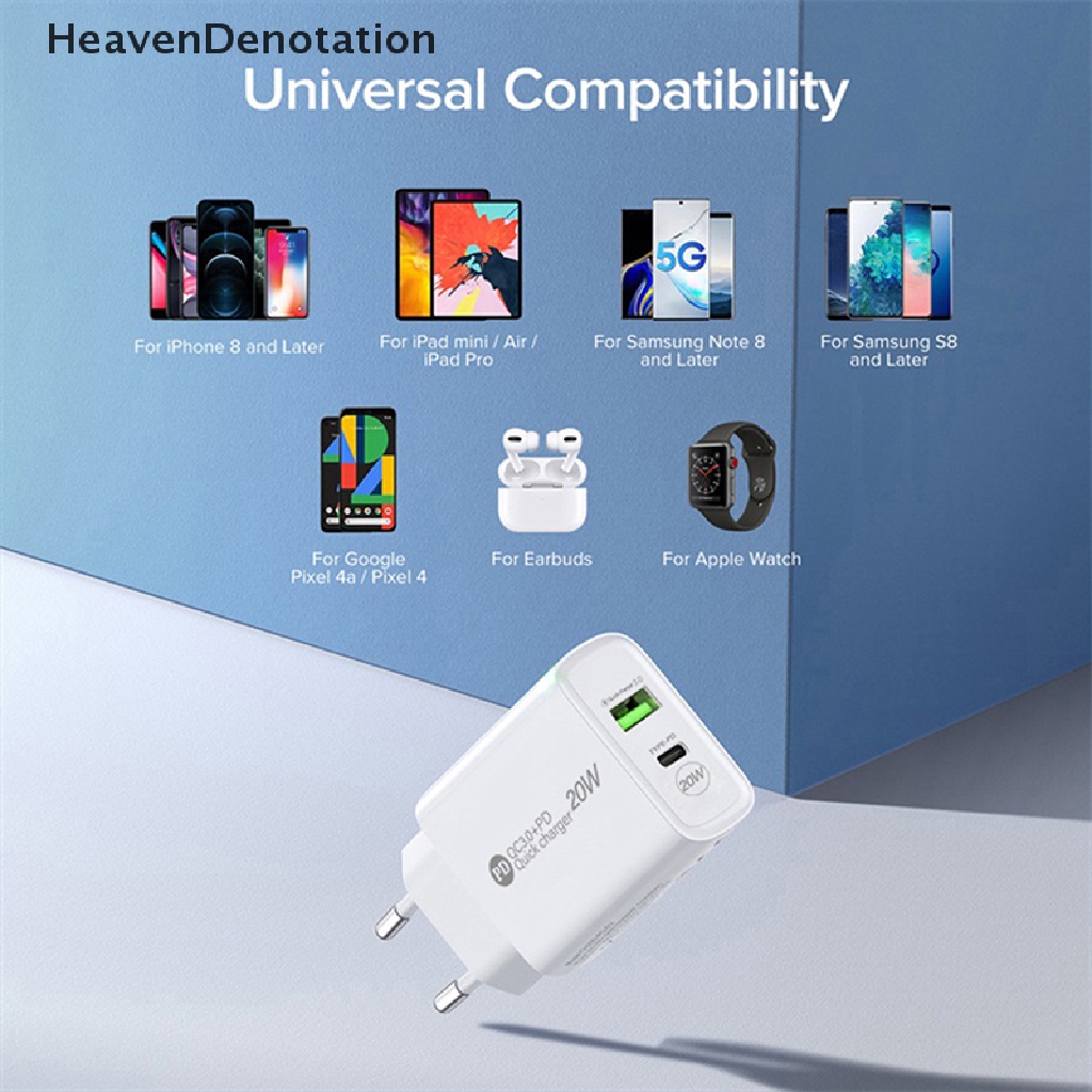 [HeavenDenotation] Pd 20W USB Charger Quick Charge 3.0 Fast Phone Charger Adapter Tipe-PD Untuk Telepon HDV