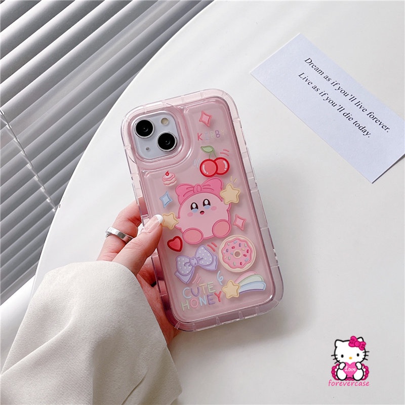 Case Strawberry Bear Manyo Kirby Lucu Untuk Samsung A50 A52 A23 A13 A32 A52s A02s A03 A20 A04 A12 A04s A50s A30s A04E A11 A03s A30 M13 Bening Lembut Airbag Shockproof Cover
