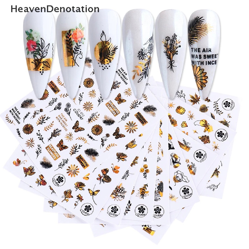 [HeavenDenotation] 3D Bronzing leaf er adhesive ers Nail Art Decoration HDV
