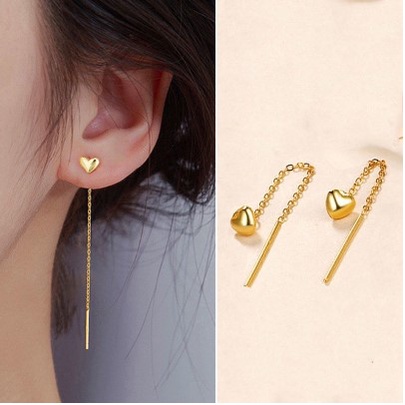 【COD】Anting Titanium Panjang Korea Anti Karat Hati Lapis Emas Aksesoris Wanita Anting  Perhiasan