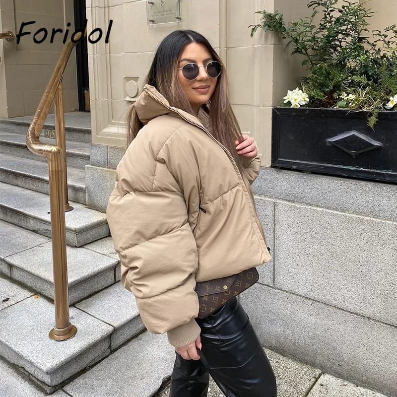 jaket cewe musim dingin/mantel wanita oversize/tebal hangat lembut