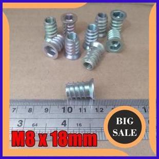 limited stock mur nanas M8x18mm OD - Mur furniture M8 x 18mm - mur tanam insert nut 1F3B23