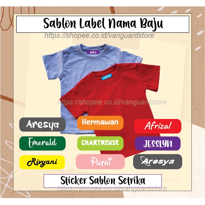 LABEL ANAK SERAGAM SEKOLAH STIKER KAOS CUSTOM NAMA SABLON SETRIKA PESANTREN NAME TAG LAUNDRY