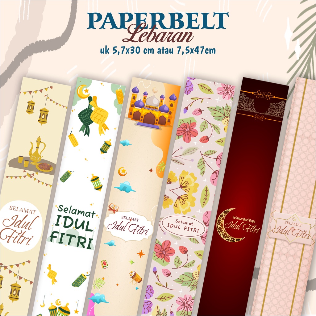 

Paper Belt Lebaran Sabuk Toples Idul Fitri Label Panjang Hampers Ramadhan Paper Sleeve Segel Box Packaging Paper Belt Hampers Idul Fitri