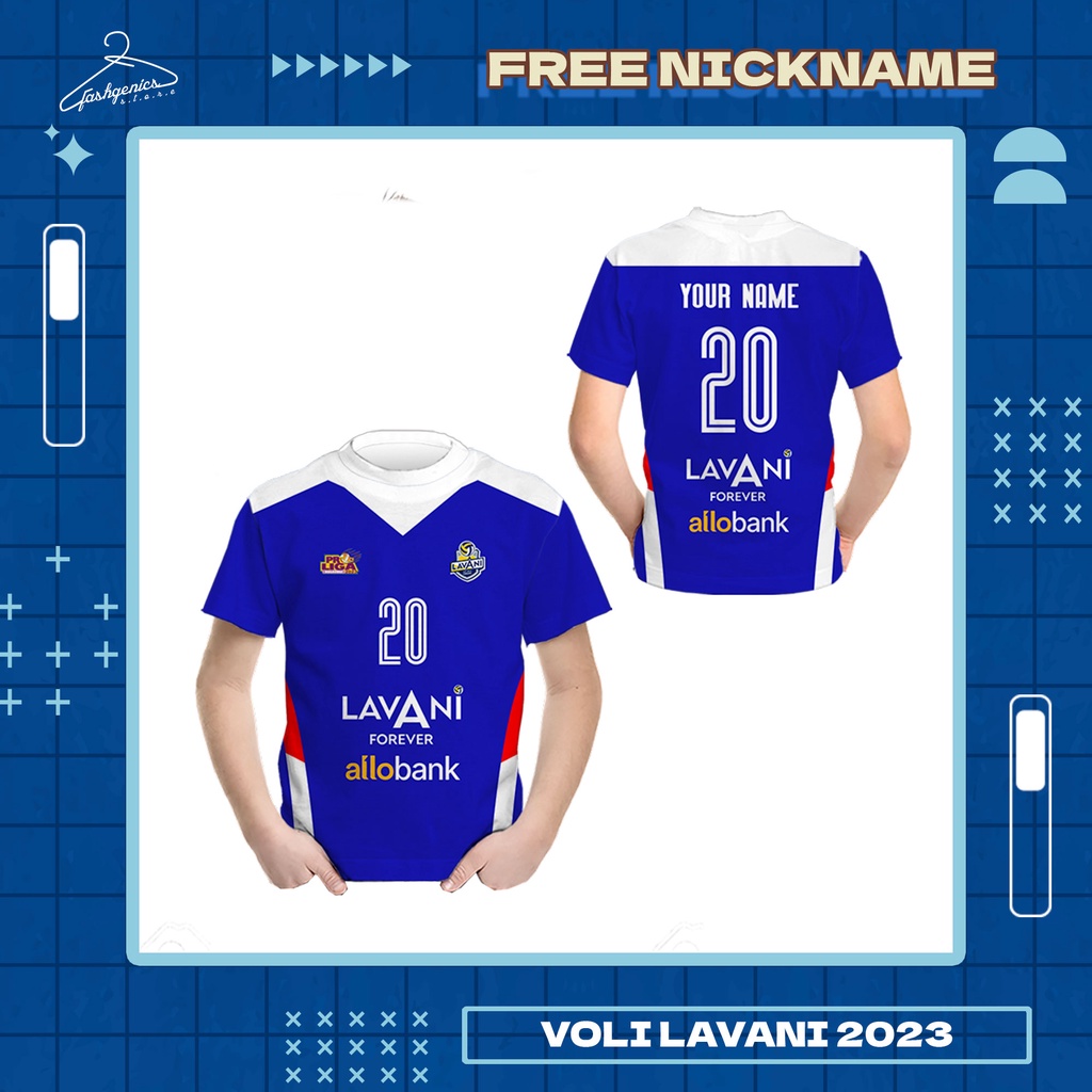 Baju Kaos Tshirt Anak Jersey Voli ProLiga Lavani 2023 Custom Full Printing