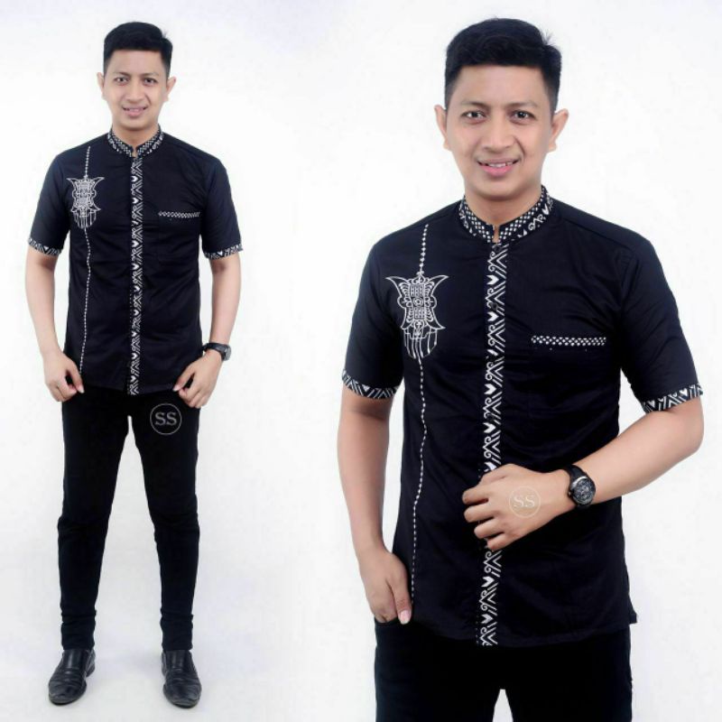 Baju Koko Pria Bordir Syubbanul Muslimin Koko Azzahir Koko Kurta Lengan Pendek