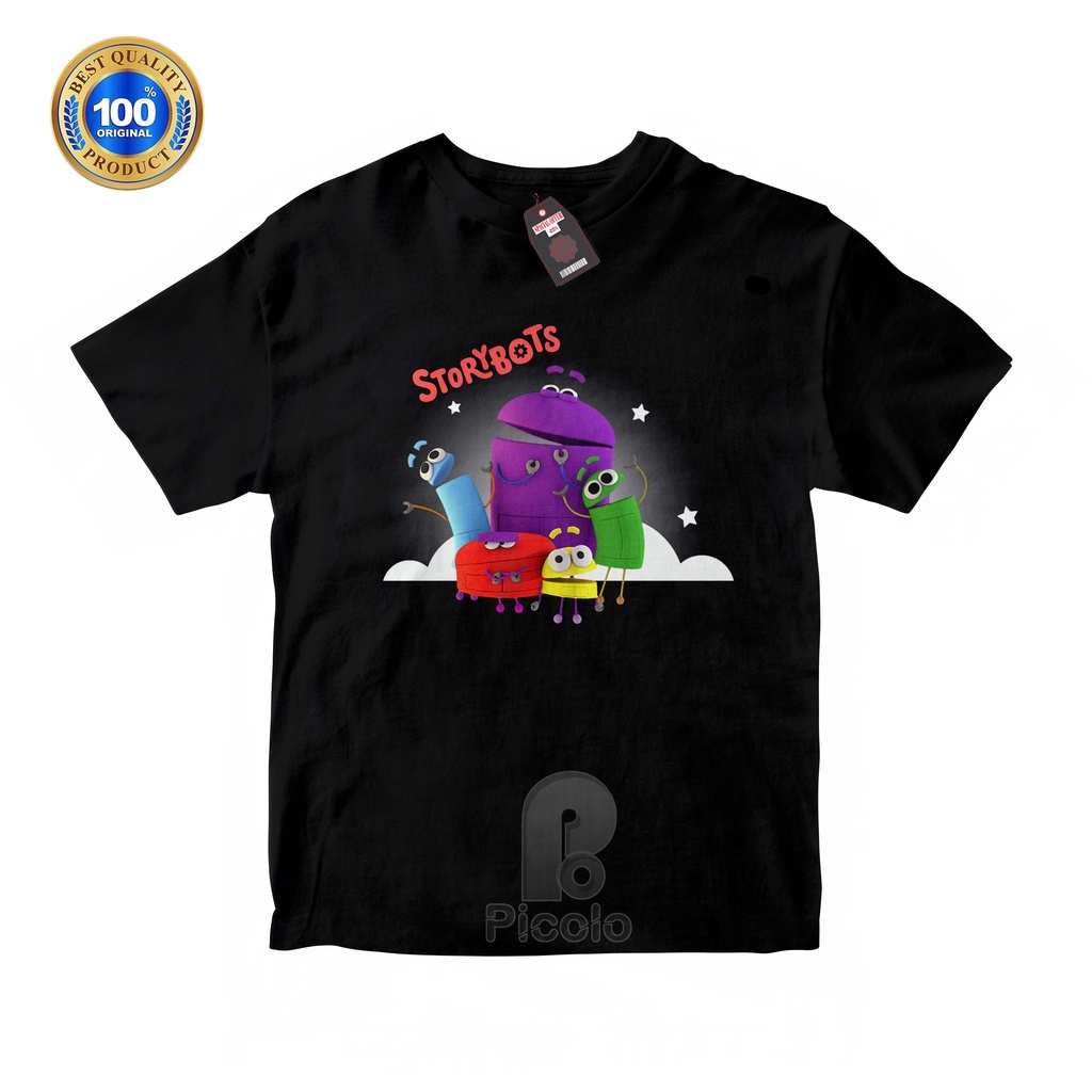 (FREE NAMA) BAJU KAOS ATASAN ANAK MOTIF KARTUN/ANIMASI STORY BOTS UNISEX Bahan COTTUN