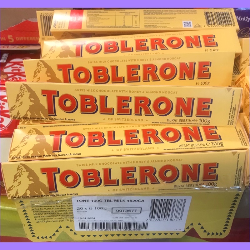 

COKLAT VALENTINE TOBLERONE CHOCHOLATE SWISS DPT 2PCS BITTER SWEET 100GR FREE KATA CINTA