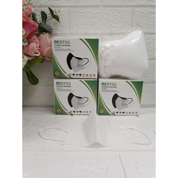 Face mask duckbill protective 3ply (50pc) premium mask garis seperti sensi/masker duckbil Y&B care-Db BESTSS Putih