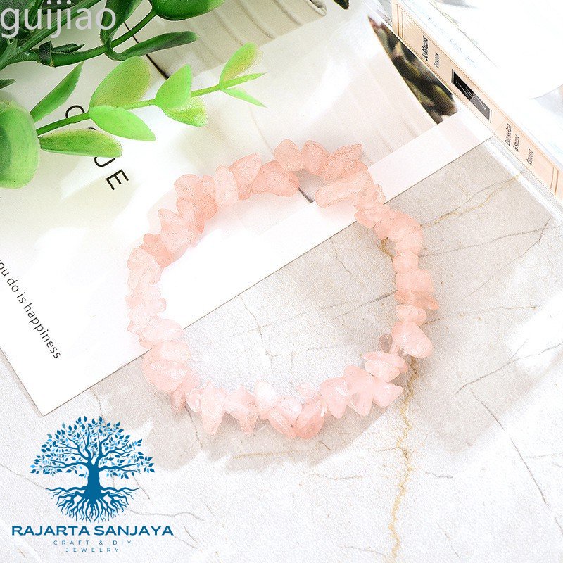 Gelang Kristal Kuarsa Rose Quartz Reiki Untuk Penyembuhan